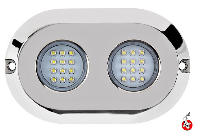 LED podvodné svetlo 100 Watt - modré / biele - nehrdzavejúca oceľ“